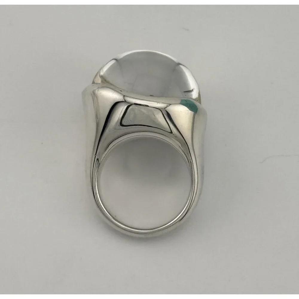 Tiffany & Co. Elsa Peretti 19mm Rock Crystal Cabochon Ring in Silver Size 5